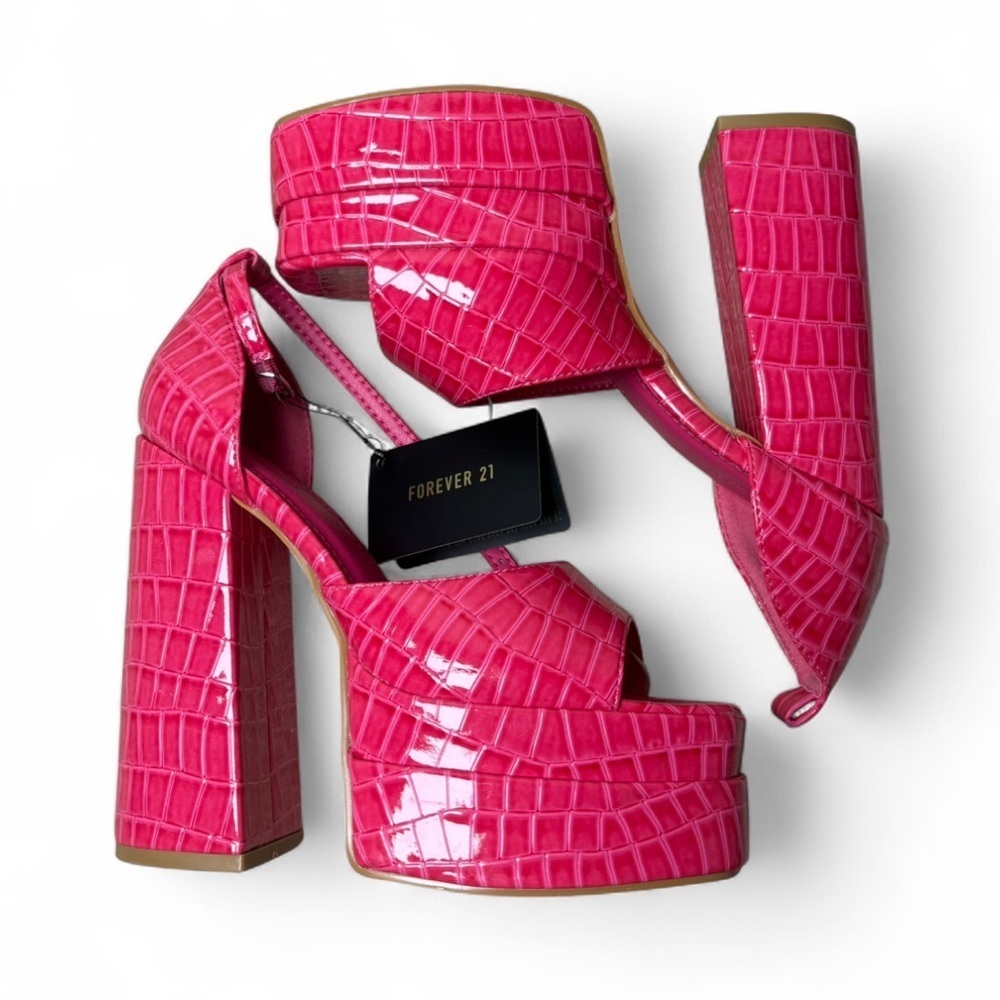 Forever 21 Hot Pink Croc Platform Heels 5.5 | 5” Party Cosplay Pumps